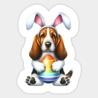 Easter Basset Hound Dog Sticker